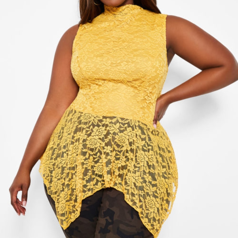 2X(18/20) PLUS SIZE NWT Sleeveless Lace Peplum Top